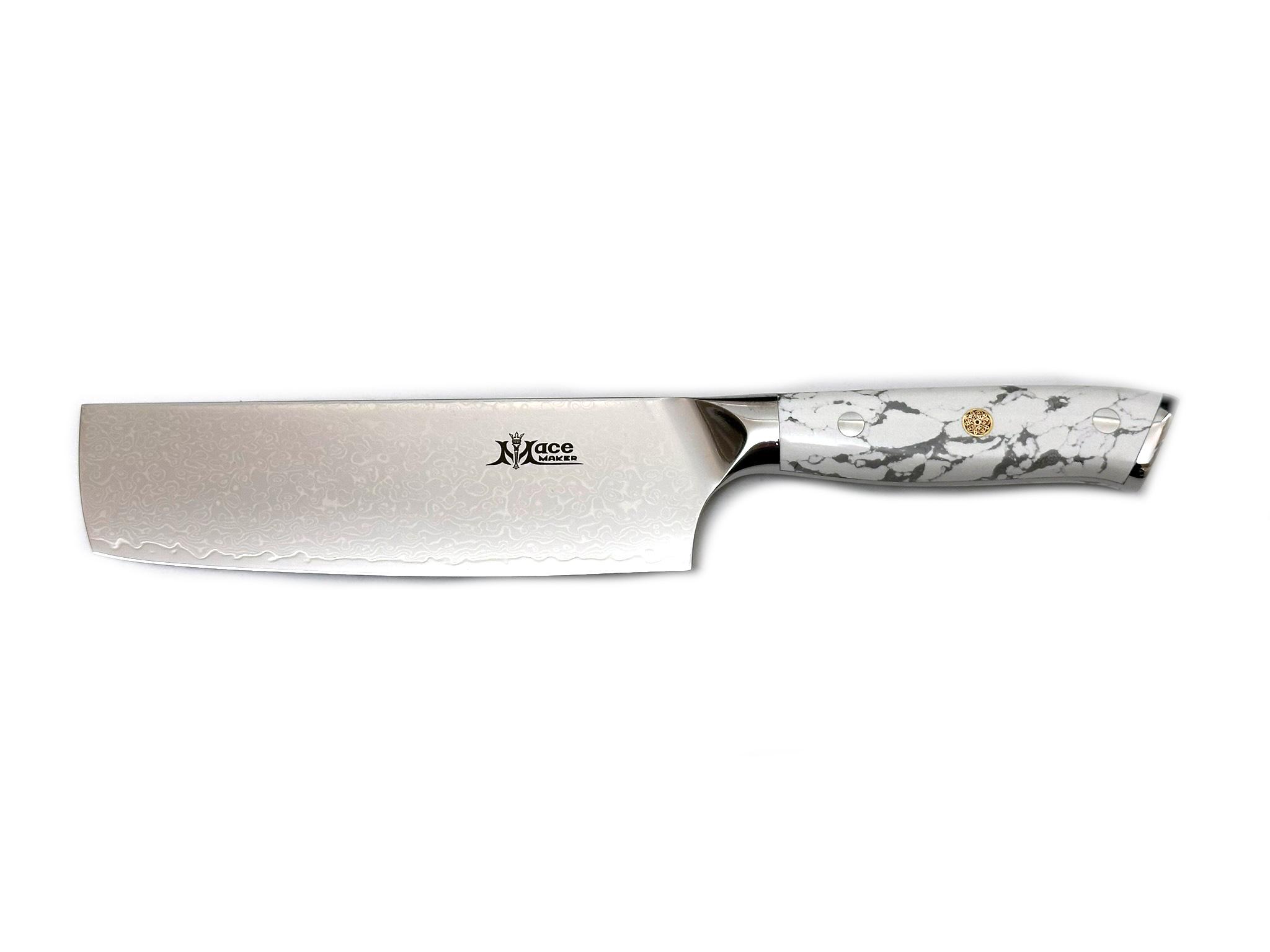 MaceMaker WHITE STONE NAKIRI - SanMai Damaškový Kuchyňský nůž